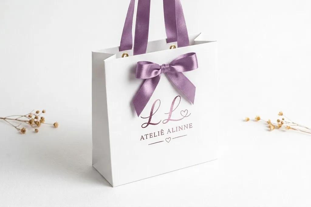Sacola de Papel Branca Personalizada – Impressão Simples - Variação 5