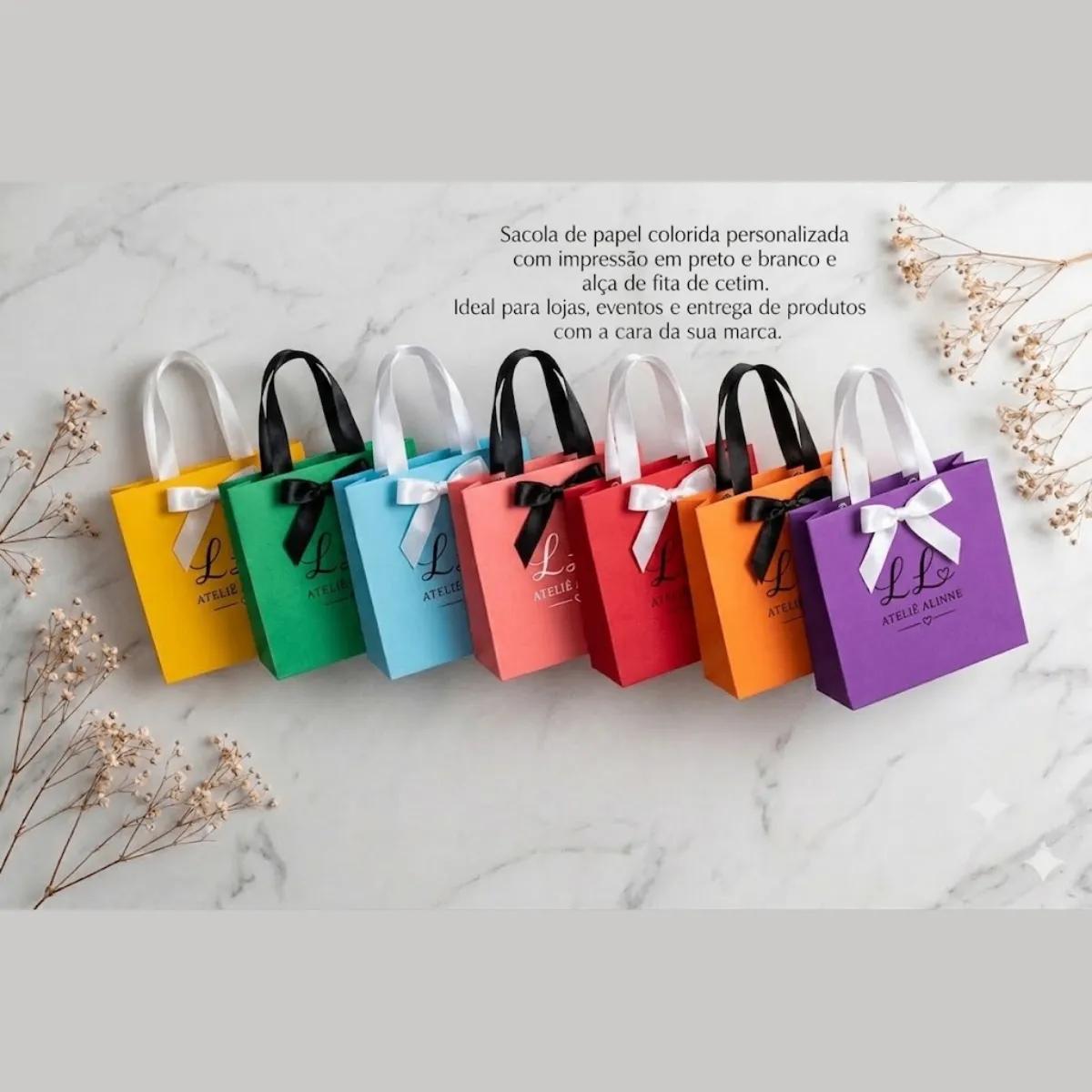 Sacola de Papel Colorida Personalizada – Impressão Padrão - Imagem 1