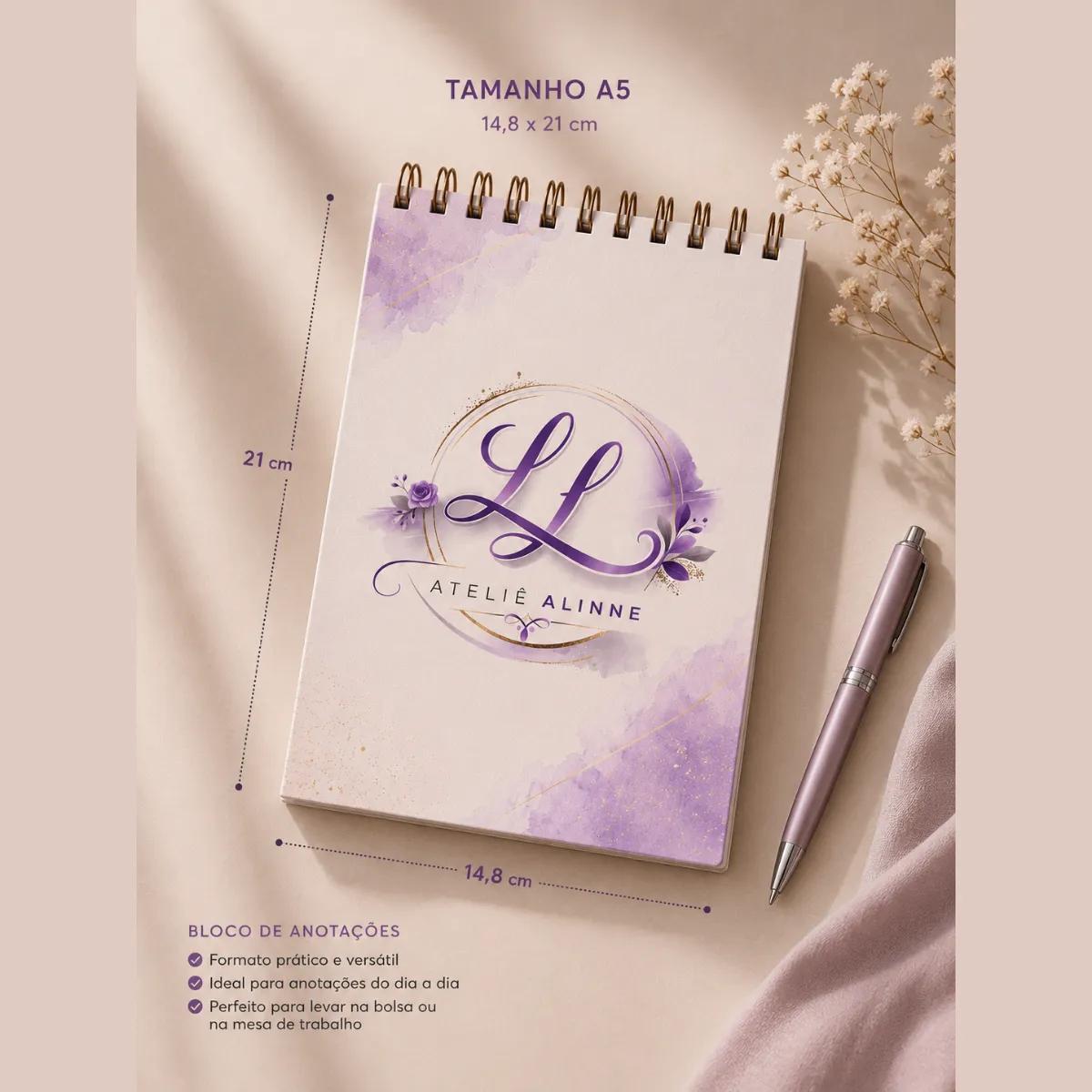 Bloco de Anotações Personalizado – Capa Dura - Variação 2