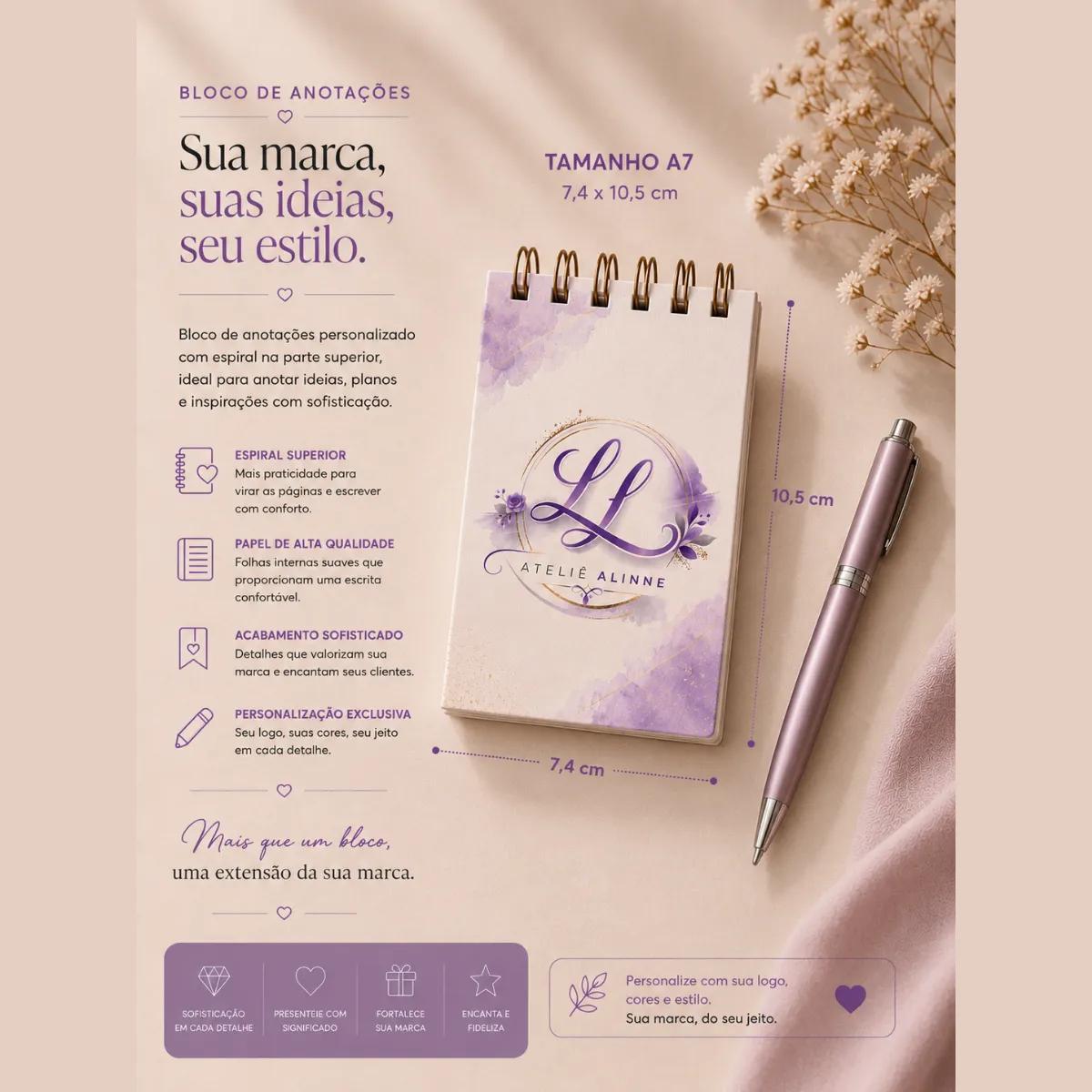 Bloco de Anotações Personalizado – Capa Dura - Variação 3