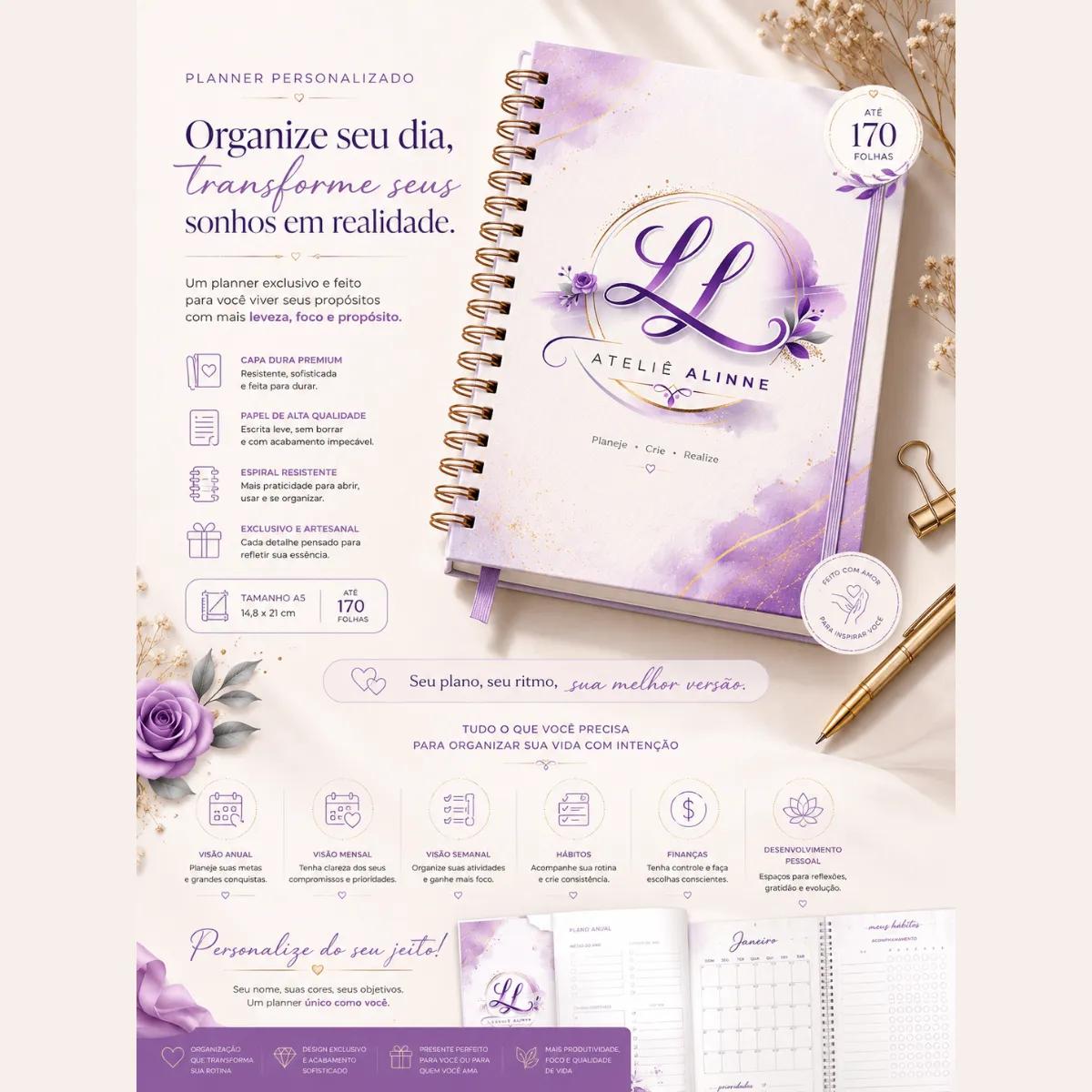 Planner Personalizado A5 – Capa Dura - Imagem 1