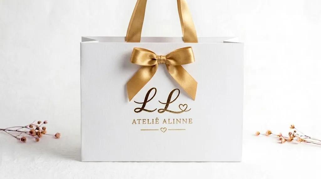Sacola de Papel Branca Personalizada – Metalizada Hot Stamping - Variação 7