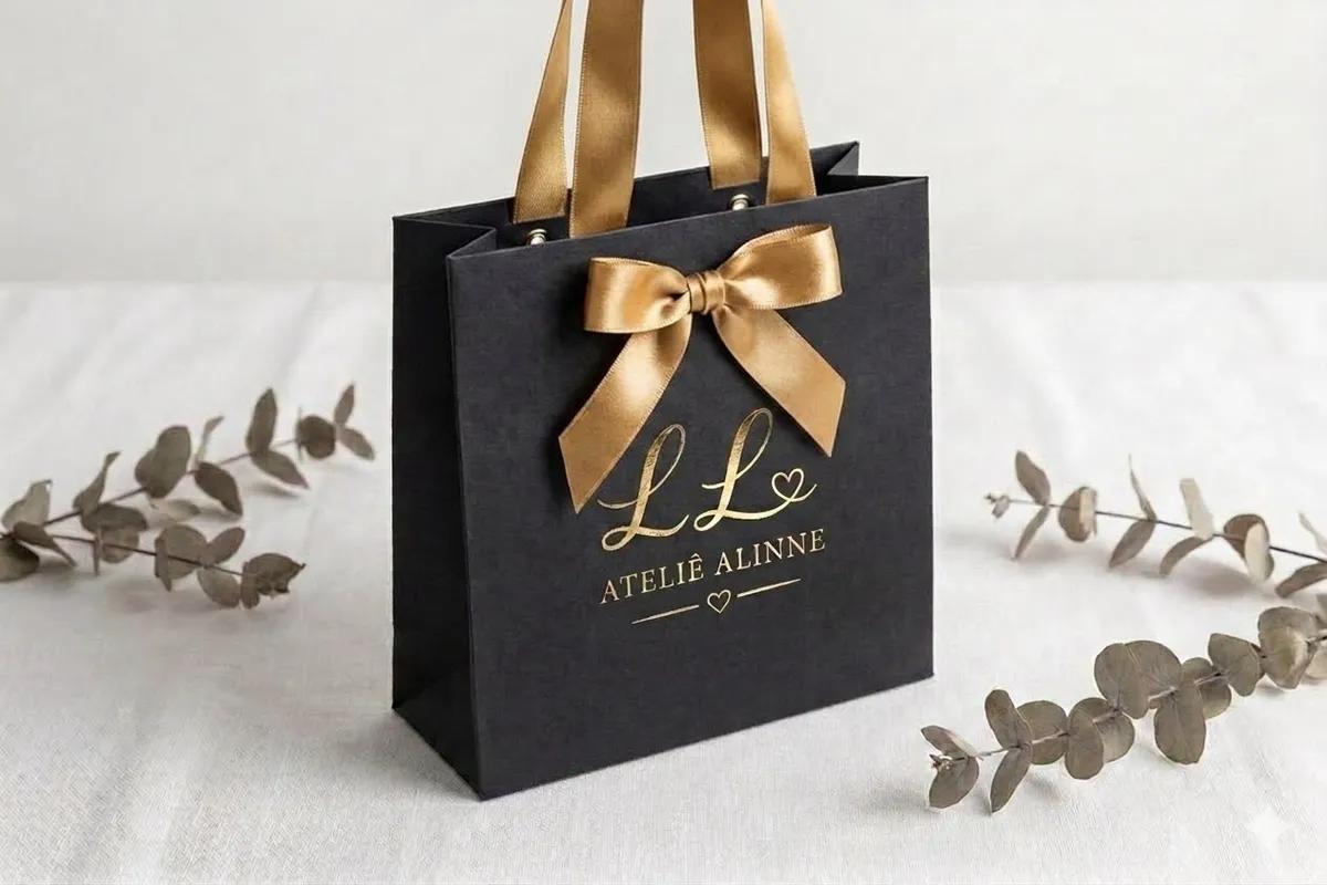 Sacola de Papel Colorida Personalizada – Metalizada Hot Stamping - Variação 1
