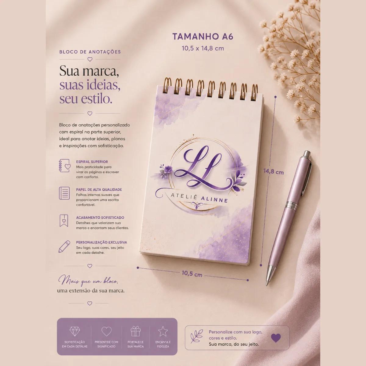 Bloco de Anotações Personalizado – Capa Dura - Variação 1