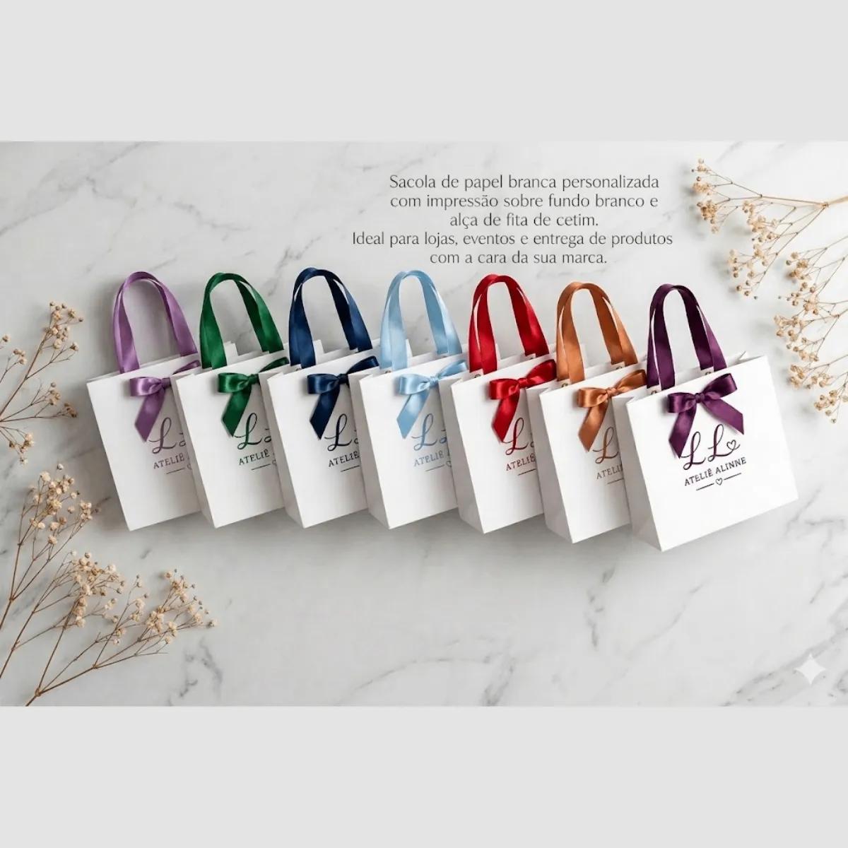 Sacola de Papel Branca Personalizada – Impressão Simples - Imagem 1